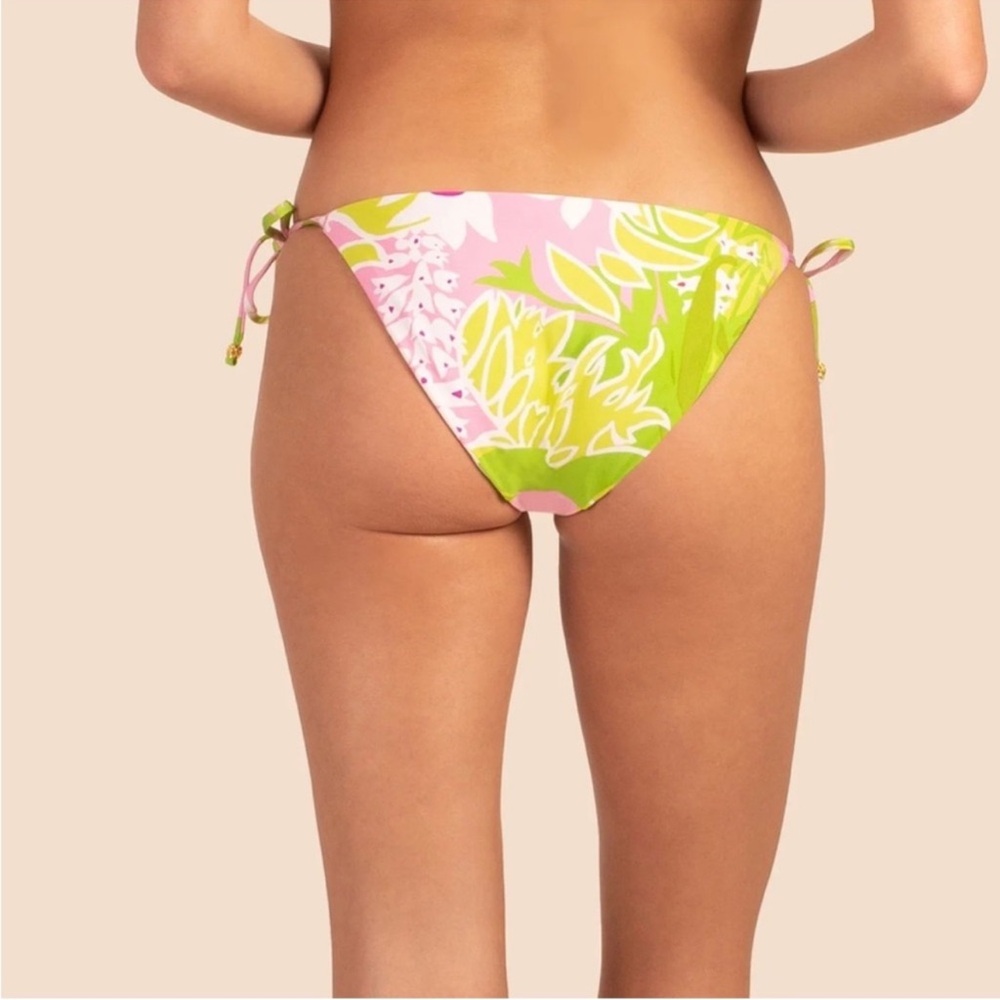 Trina Turk 'La Palma' Floral Print Side-Tie Bikini Bottom, Multicolor new no tag